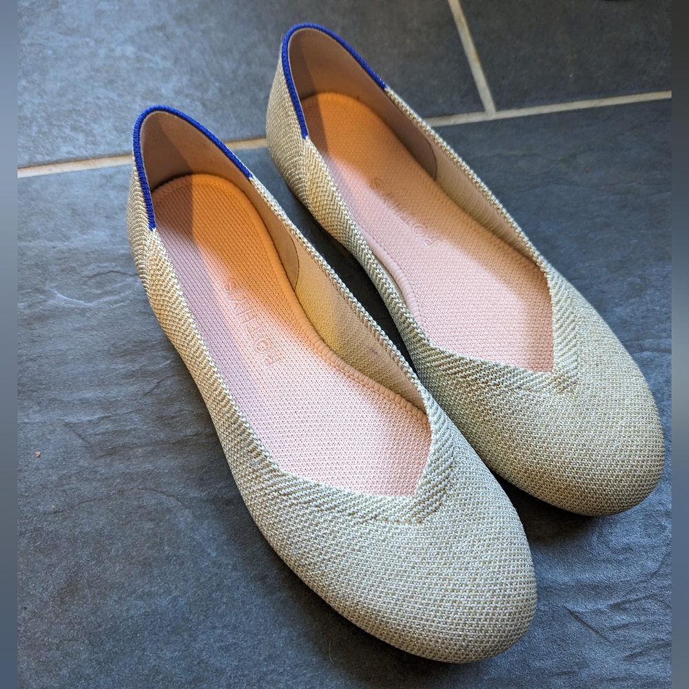 Rothys gold metallic flats